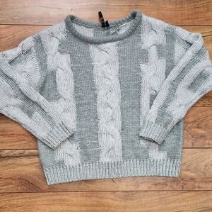 Razzle Dazzle Gray Cable Knit Sweater, Size M